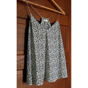 Joie Silk Cami Top Grey White Abstract Print Racerback Pleated Tank M